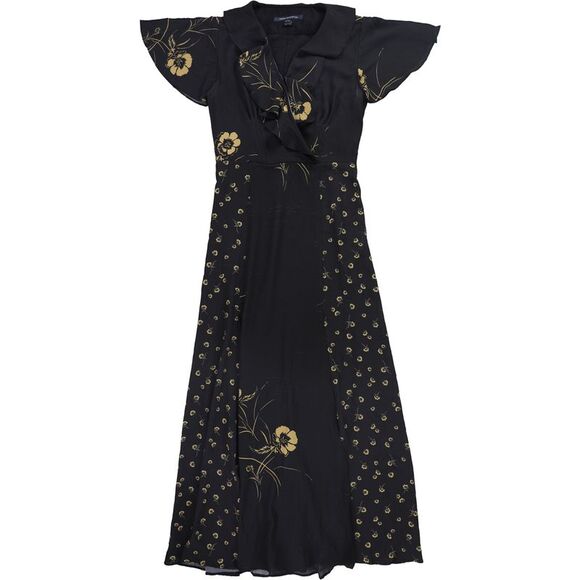French Connection Womens Mahi Fluid Maxi Dress, navygold, 0 - Picture 1 of 2